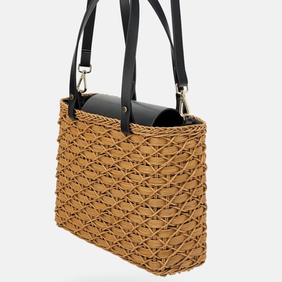 Zara Natural Basket bag in blk & Natural #cybersale - Picture 5 of 7